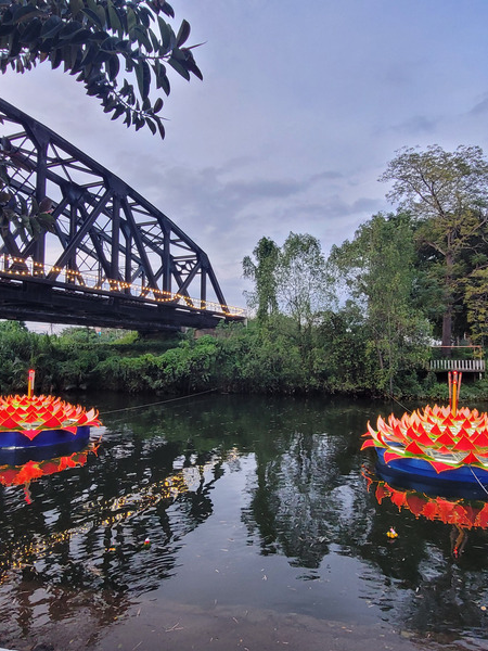 Loy Krathong floats in the river