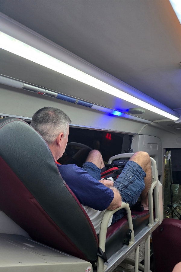 Ben on a sleeper coach