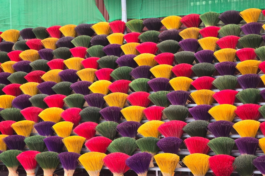 Incense sticks arrayed for pictures