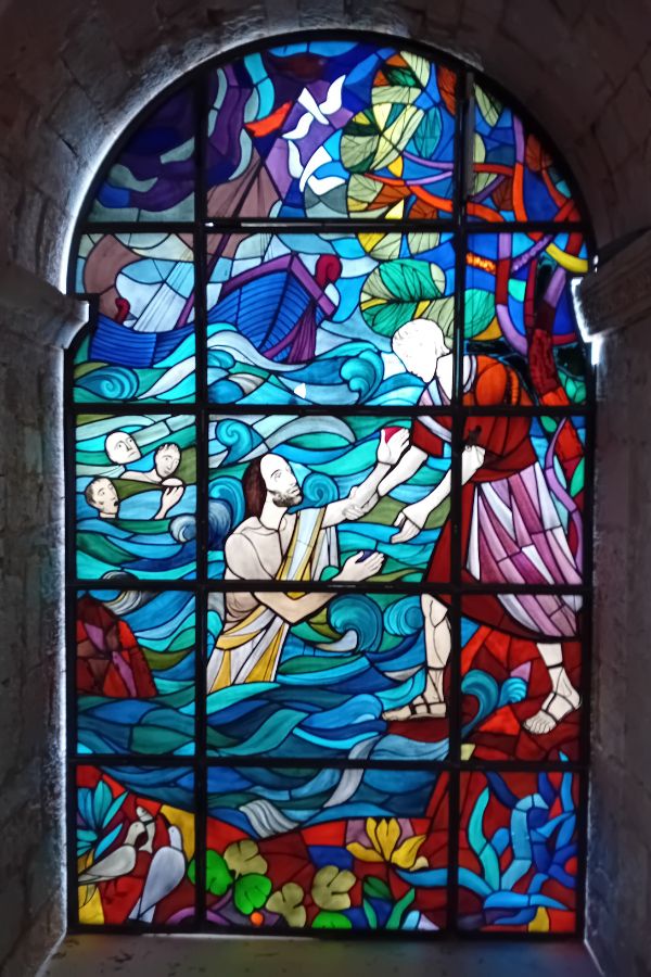 beautiful stained glass window in the monastery