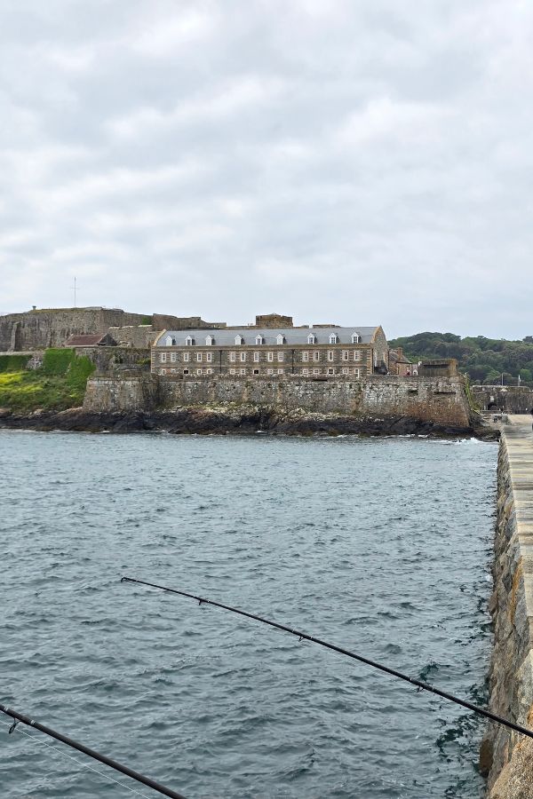 View back from the lighthouse to the castle