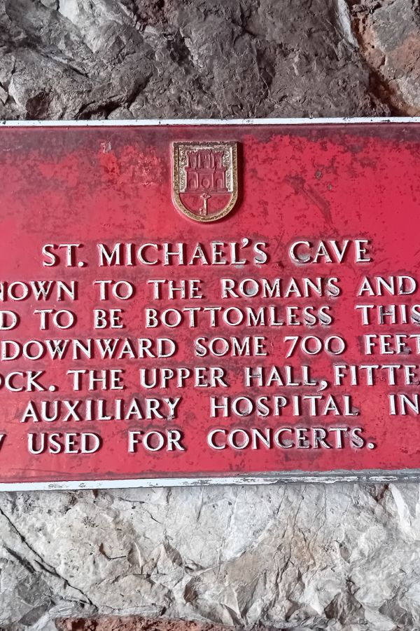 Plaque t St Michaels Cave