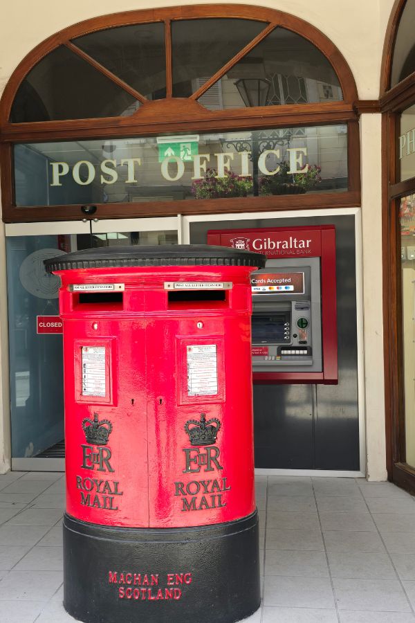 Gibraltars Post Office with double post box