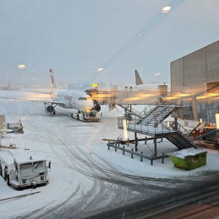 Montreal airport in the snow