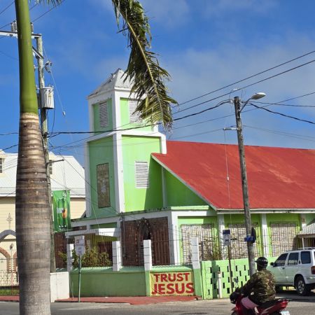 Colourful buildings abound in Belize City