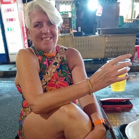 Jen enjoying a post Satay beer