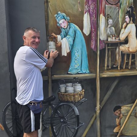 One of many murals in the Chinatown area