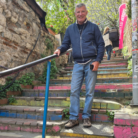 Ben on the painted steps