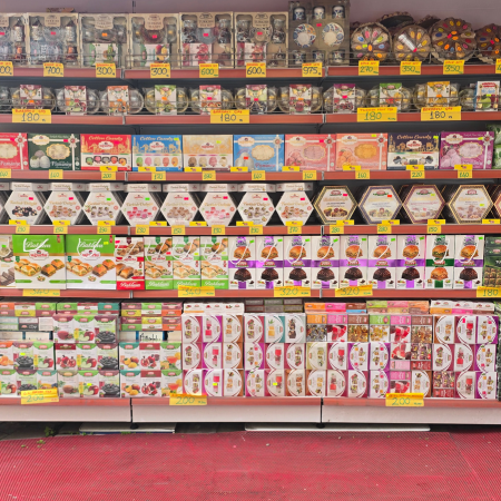 Stacks of sweet things for sale