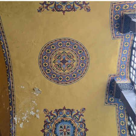 Hagia Sophia is covered in yellow & blue artwork, some need restoring