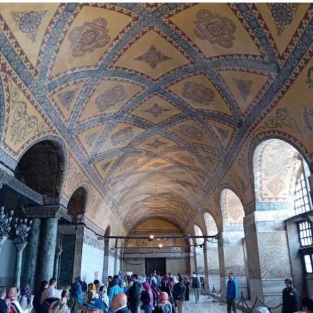 Access is via the upper hallways whilst the restorations are going on