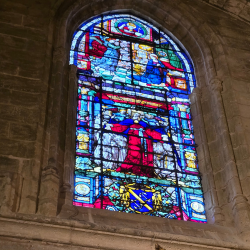 One of the stained glass windows