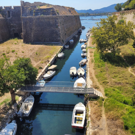 The moat between the town & the castle